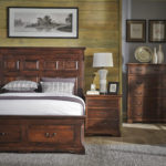 LONGMEADOW BEDROOM GROUP: Longmeadow Queen Panel Bed with End Drawers LMW11473, Longmeadow Nightstand 4 LMW11244, Longmeadow Chest 8 LMW11267. This group was crafted using solid rustic cherry with our 113 Michaels stain and Longmeadow standard hardware, BP30214-909 (pull) and BP37160-909 (knob). 125674LongmeadowPanelBedGroup1143311210113011122211201 EDITED hi Edit 1 2