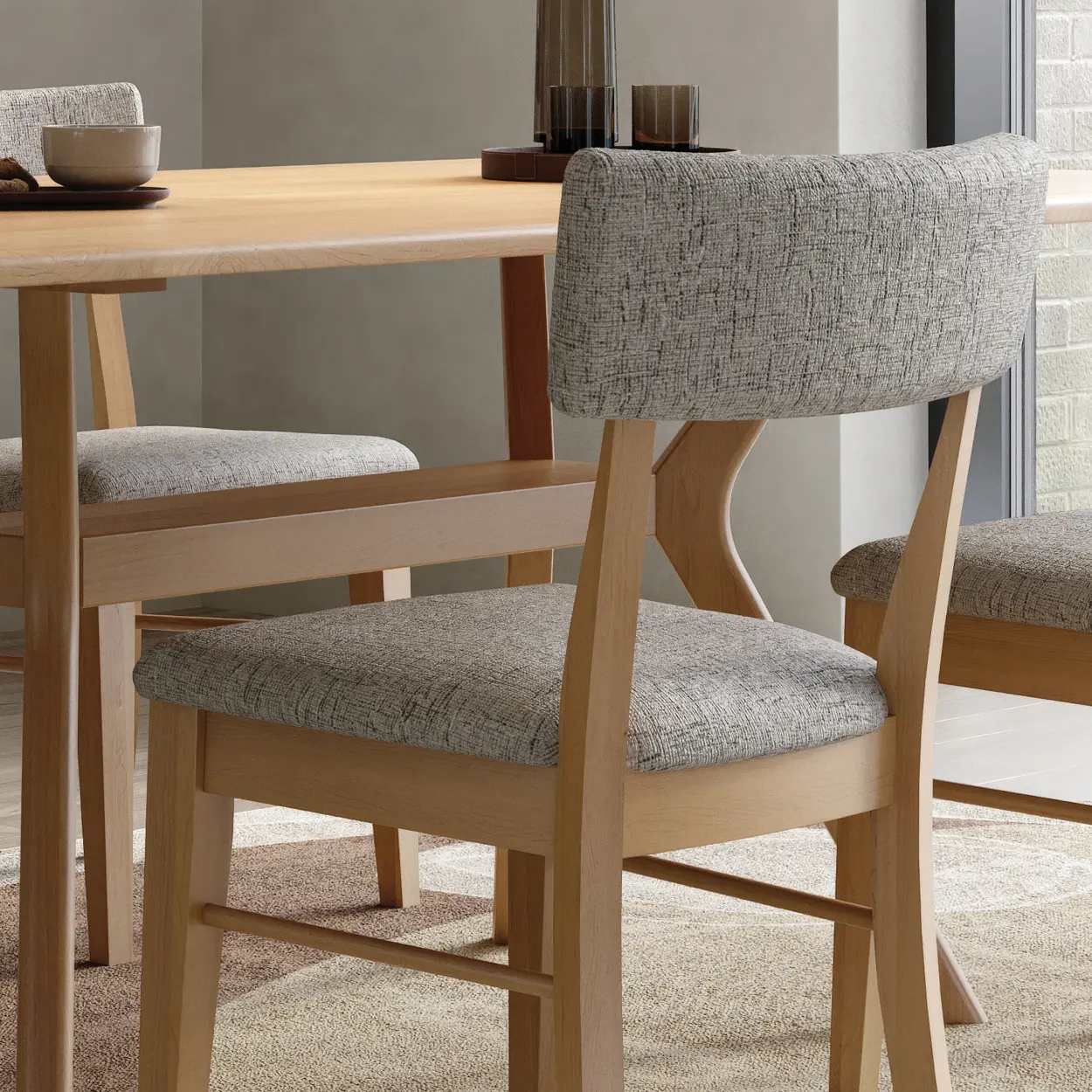 Side Chair BEL8414 in Maple Wood, 2402 Reign Fabric & 100 Natural Stain image of MV_DiningRoom_Oslo_view01-3