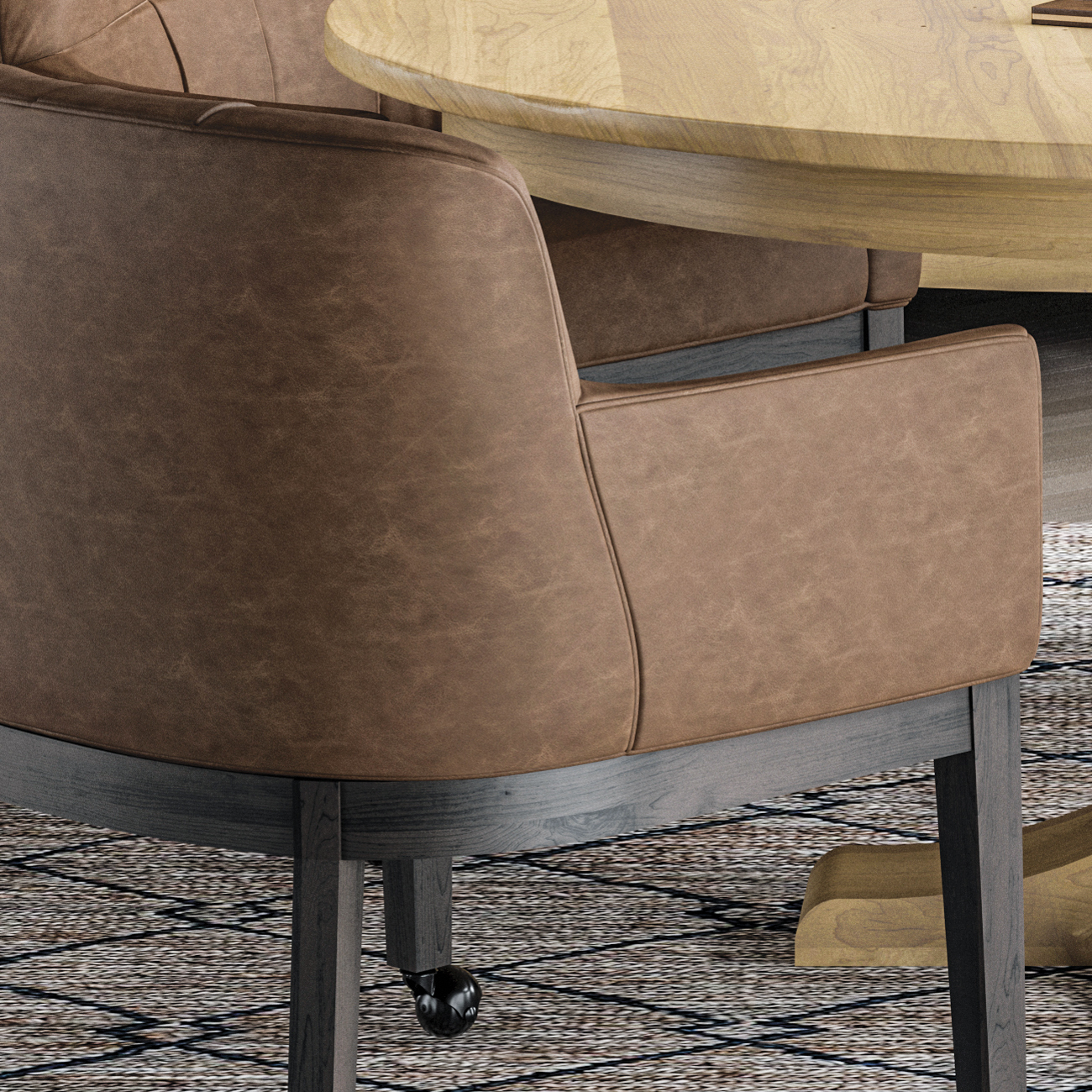 Walker Arm Chair WKR8912 Maple, 324 Mushroom Leather & 402 Mocha Stain